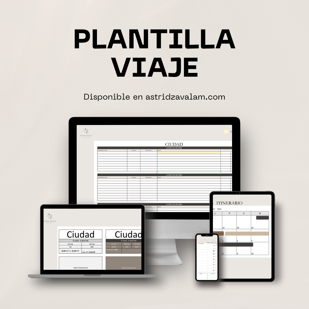 Plantilla para Viajes (solo Excel)